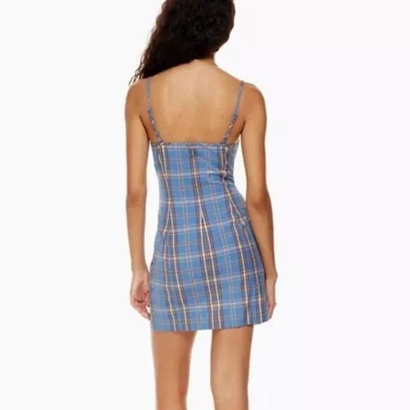 ARITZIA SUNDAY BEST Gerard Azurine Blue/White Plaid Dress NWT - Picture 4 of 16